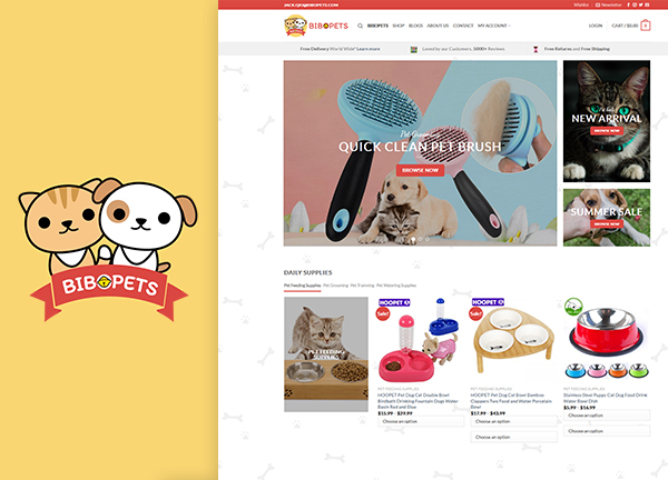 WordPress外贸B2B商城网站案例 –  宠物用品BIBOPETS